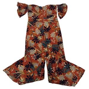 Good Time Sz 2X Whimsigoth Hippie Jump Suit/ Romper Floral Fall Wide Leg Ties